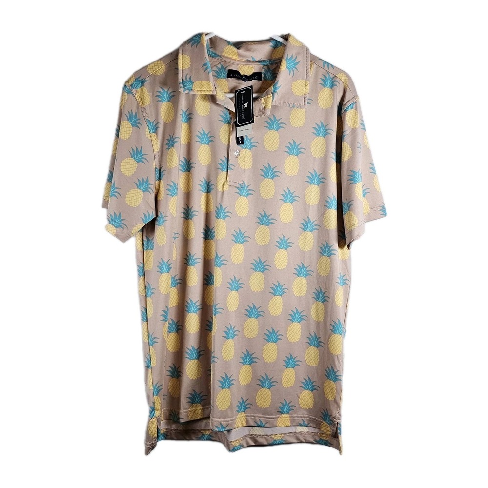 NWT Simply Southern Mens Small Short Sleeve Button Shirt Polo Pineapple